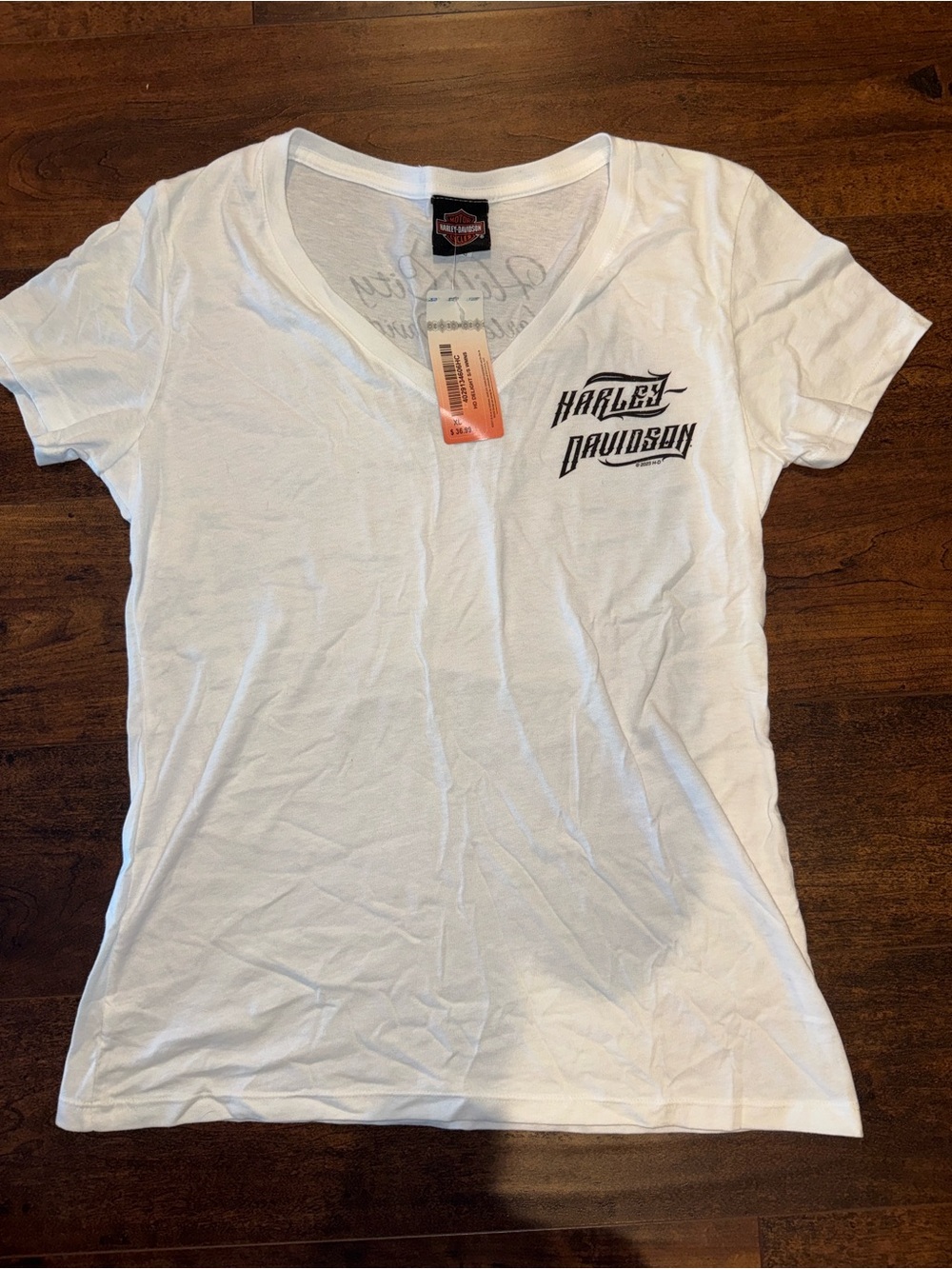 Harley-Davidson White V-Neck Logo Tee for Women